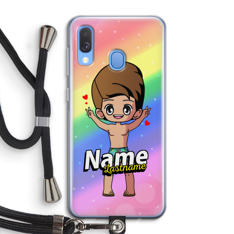Chibi Maker man: Samsung Galaxy A40 Transparant Hoesje met koord