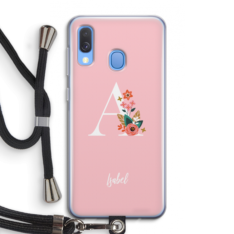 Pink Bouquet: Samsung Galaxy A40 Transparant Hoesje met koord
