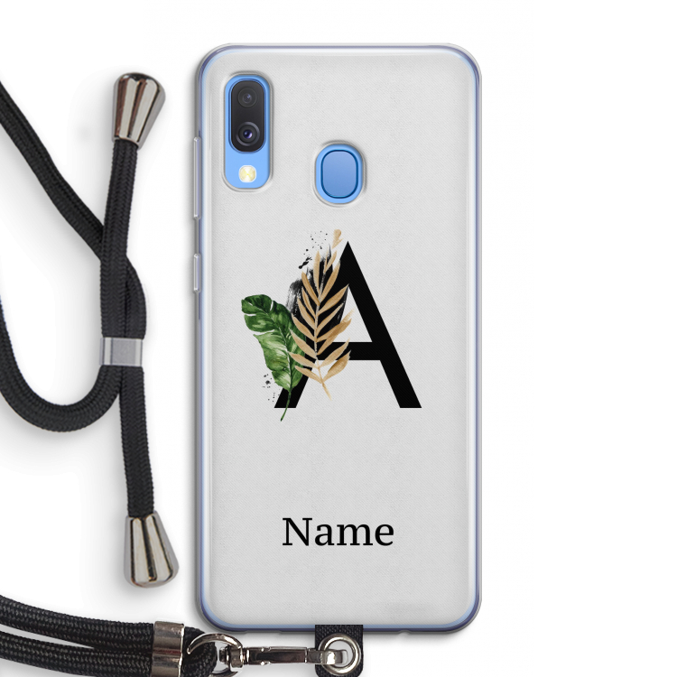 Charcoal Flora: Samsung Galaxy A40 Transparant Hoesje met koord