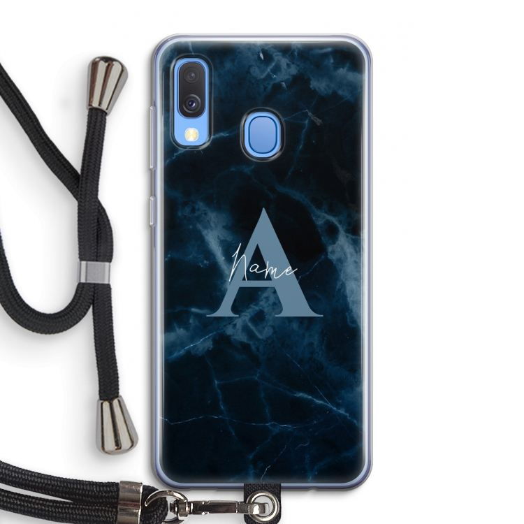 Midnight Marble: Samsung Galaxy A40 Transparant Hoesje met koord
