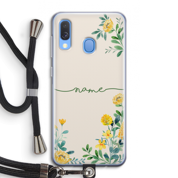 Gele bloemen: Samsung Galaxy A40 Transparant Hoesje met koord