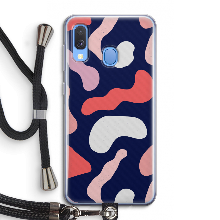 Memphis Shapes Pink: Samsung Galaxy A40 Transparant Hoesje met koord