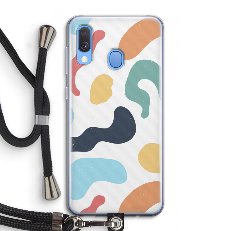 Memphis Shapes Blue: Samsung Galaxy A40 Transparant Hoesje met koord