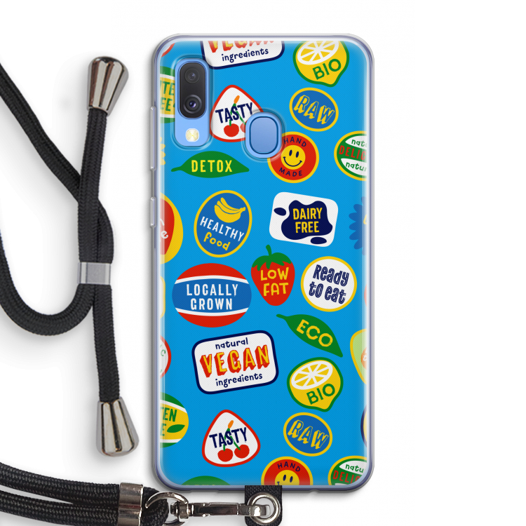 Fruitsticker: Samsung Galaxy A40 Transparant Hoesje met koord