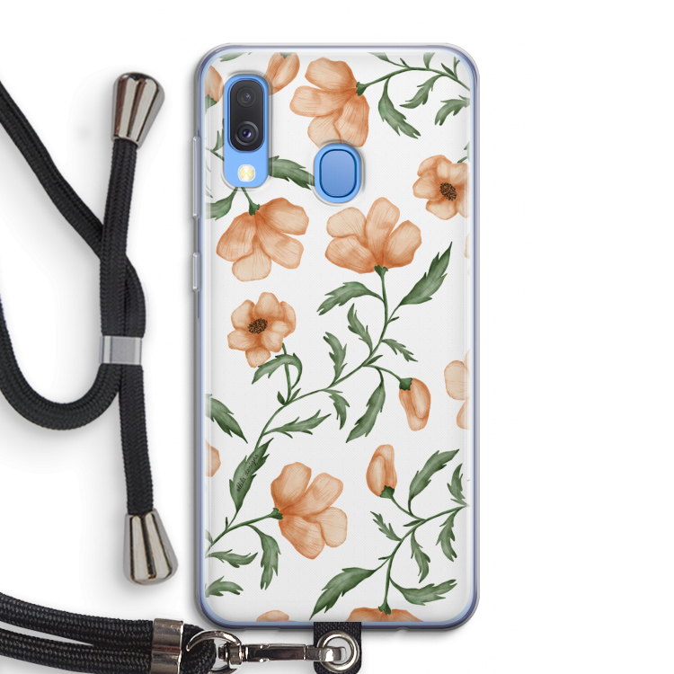 Peachy flowers: Samsung Galaxy A40 Transparant Hoesje met koord
