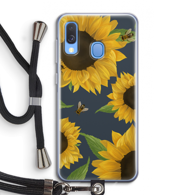 Sunflower and bees: Samsung Galaxy A40 Transparant Hoesje met koord