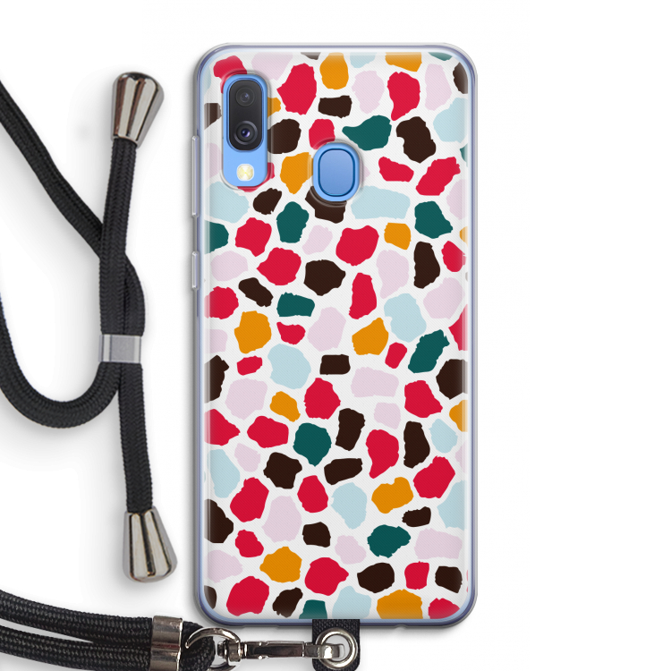 Colored Giraffe: Samsung Galaxy A40 Transparant Hoesje met koord