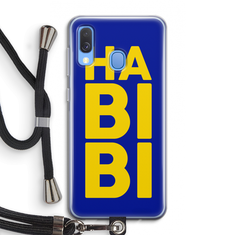 Habibi Blue: Samsung Galaxy A40 Transparant Hoesje met koord