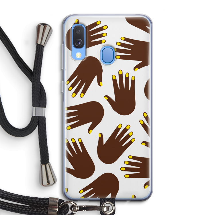 Hands dark: Samsung Galaxy A40 Transparant Hoesje met koord