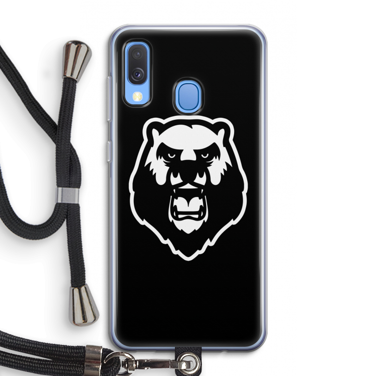 Angry Bear (black): Samsung Galaxy A40 Transparant Hoesje met koord