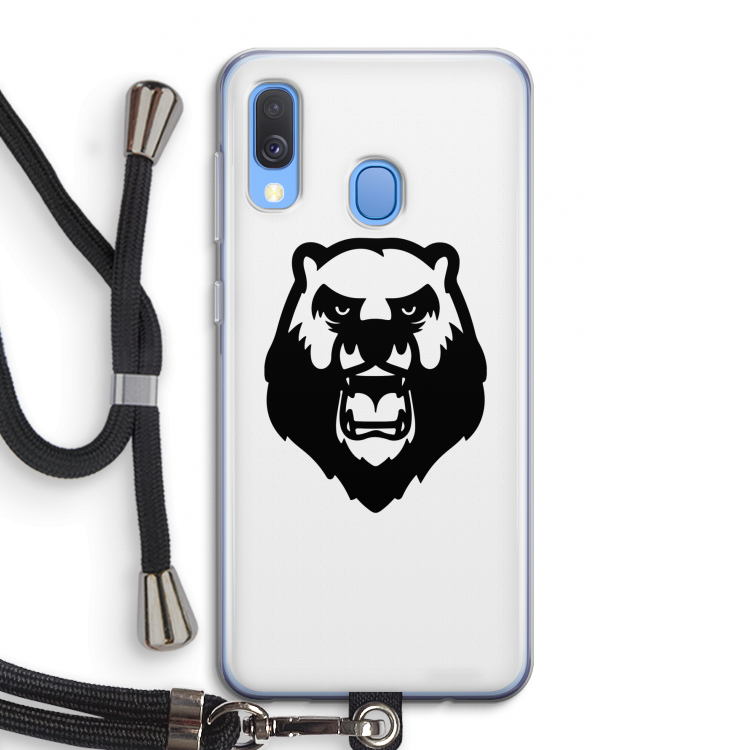 Angry Bear (white): Samsung Galaxy A40 Transparant Hoesje met koord