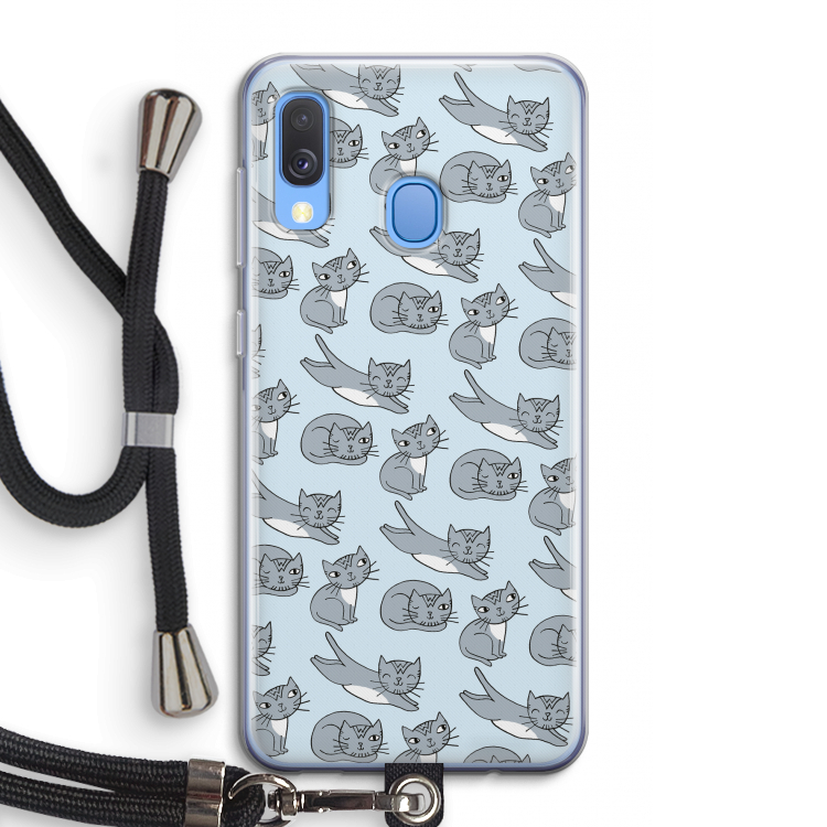 Poezen: Samsung Galaxy A40 Transparant Hoesje met koord