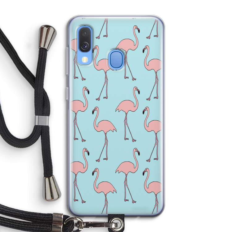 Anything Flamingoes: Samsung Galaxy A40 Transparant Hoesje met koord