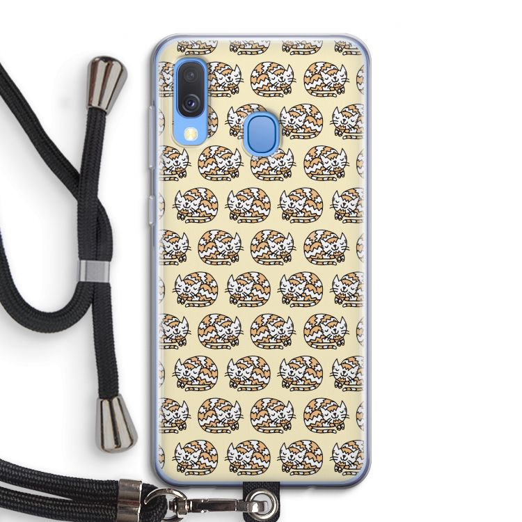 Slapende poes: Samsung Galaxy A40 Transparant Hoesje met koord