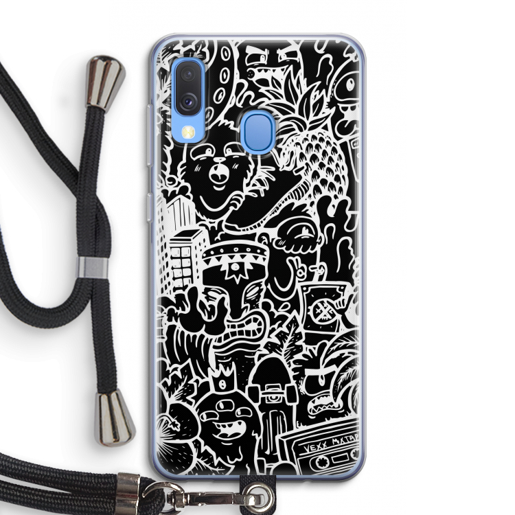 Vexx Black Mixtape: Samsung Galaxy A40 Transparant Hoesje met koord