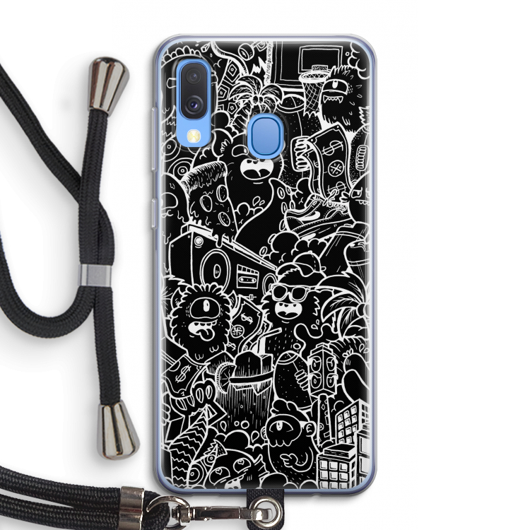 Vexx Black City : Samsung Galaxy A40 Transparant Hoesje met koord