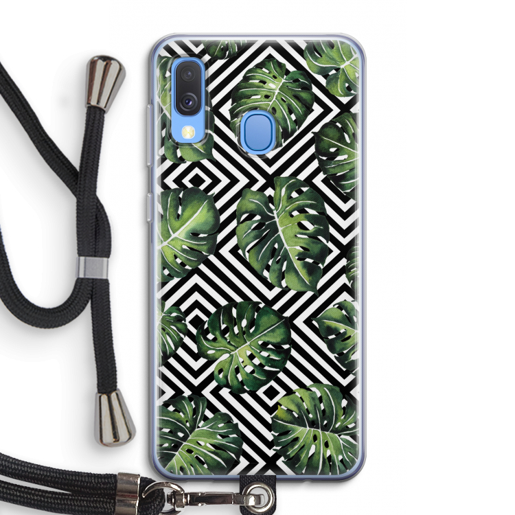 Geometrische jungle: Samsung Galaxy A40 Transparant Hoesje met koord