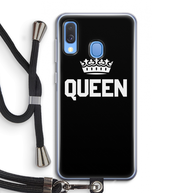 Queen zwart: Samsung Galaxy A40 Transparant Hoesje met koord