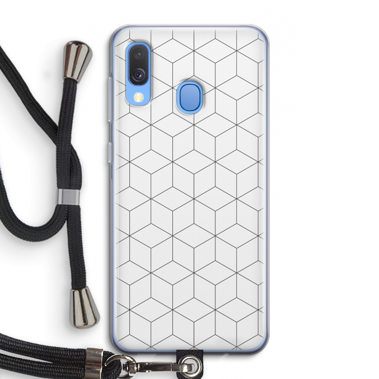 Zwart-witte kubussen: Samsung Galaxy A40 Transparant Hoesje met koord