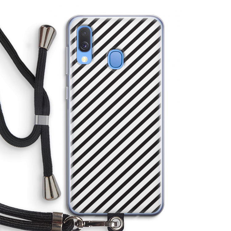 Strepen zwart-wit: Samsung Galaxy A40 Transparant Hoesje met koord