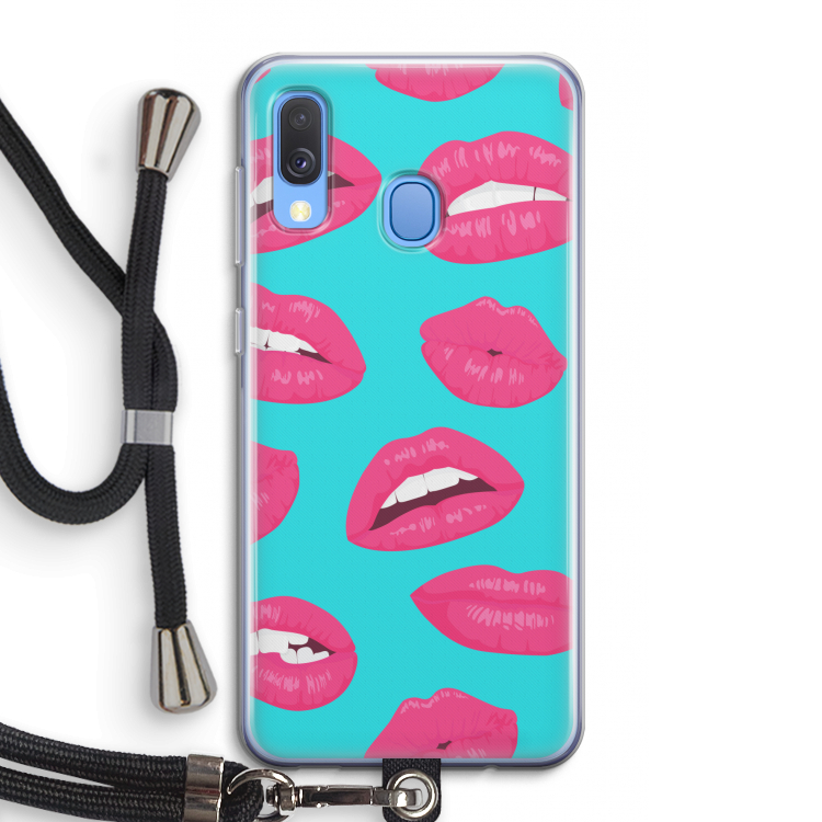 Bite my lip: Samsung Galaxy A40 Transparant Hoesje met koord