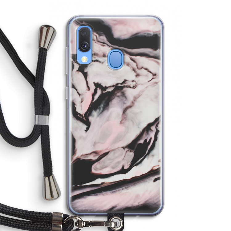 Roze stroom: Samsung Galaxy A40 Transparant Hoesje met koord