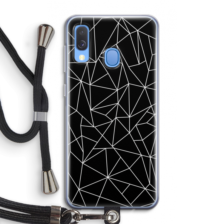 Geometrische lijnen wit: Samsung Galaxy A40 Transparant Hoesje met koord