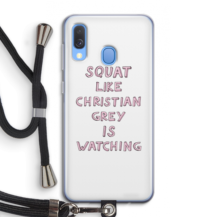 Christian Grey: Samsung Galaxy A40 Transparant Hoesje met koord