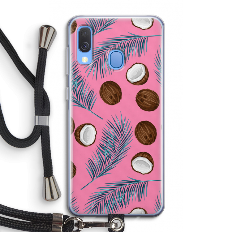 Kokosnoot roze: Samsung Galaxy A40 Transparant Hoesje met koord