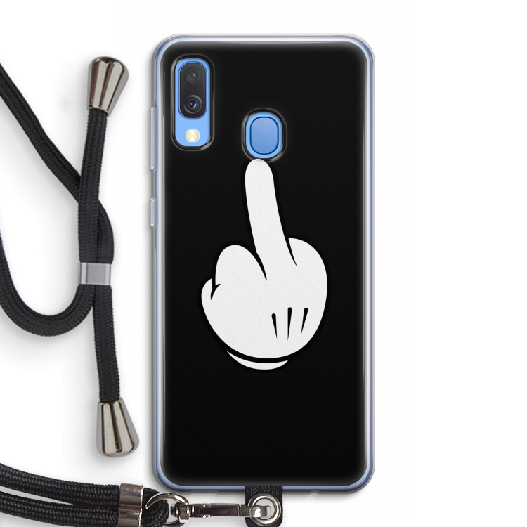 Middle finger black: Samsung Galaxy A40 Transparant Hoesje met koord