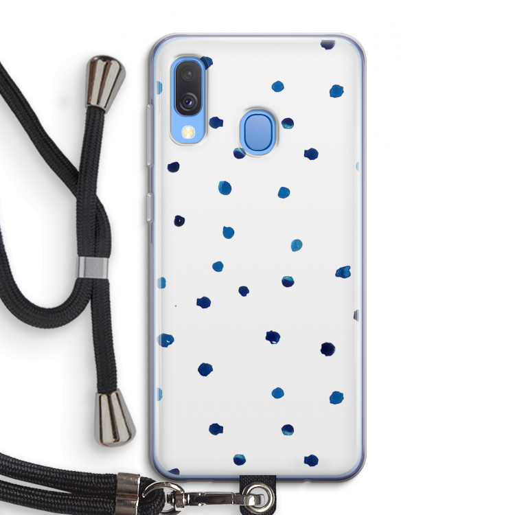 Blauwe stippen: Samsung Galaxy A40 Transparant Hoesje met koord