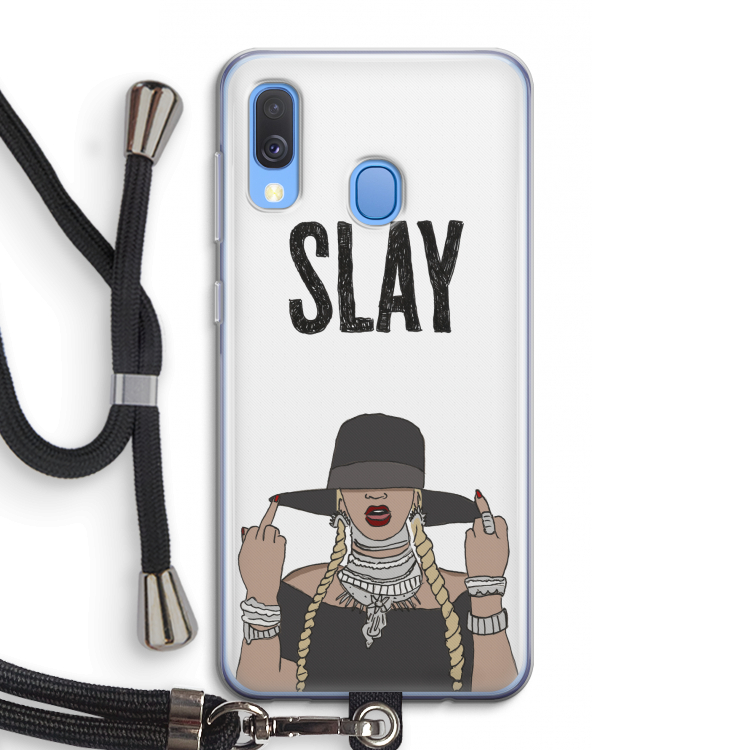 Slay All Day: Samsung Galaxy A40 Transparant Hoesje met koord