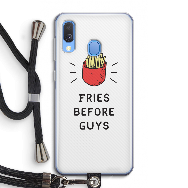 Fries before guys: Samsung Galaxy A40 Transparant Hoesje met koord