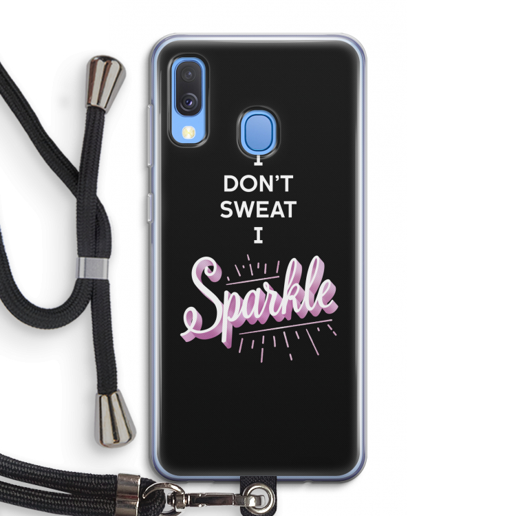 Sparkle quote: Samsung Galaxy A40 Transparant Hoesje met koord