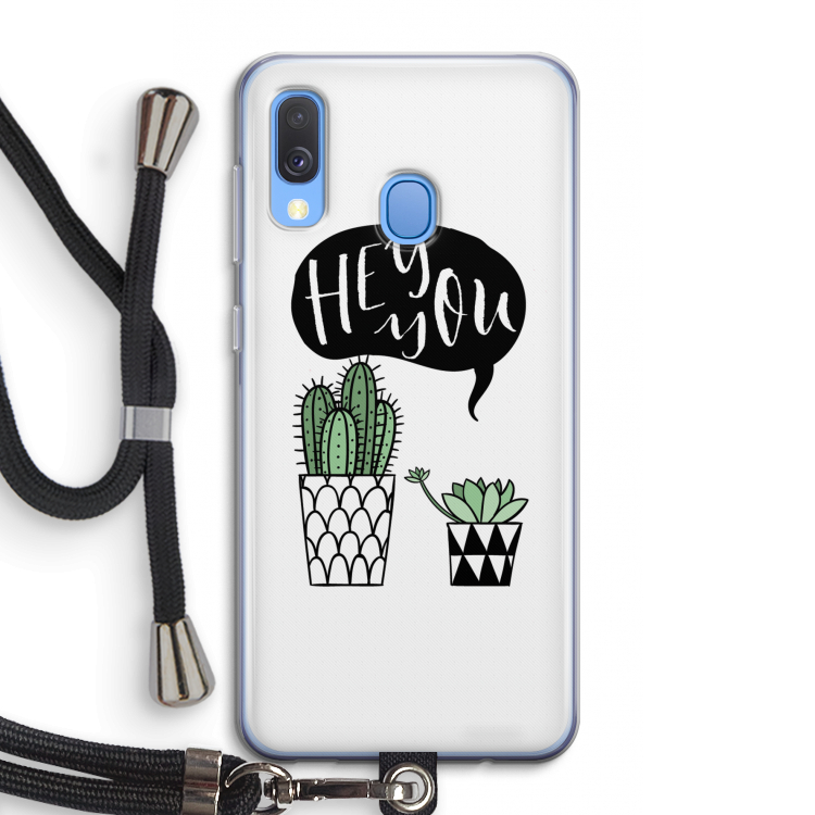 Hey you cactus: Samsung Galaxy A40 Transparant Hoesje met koord