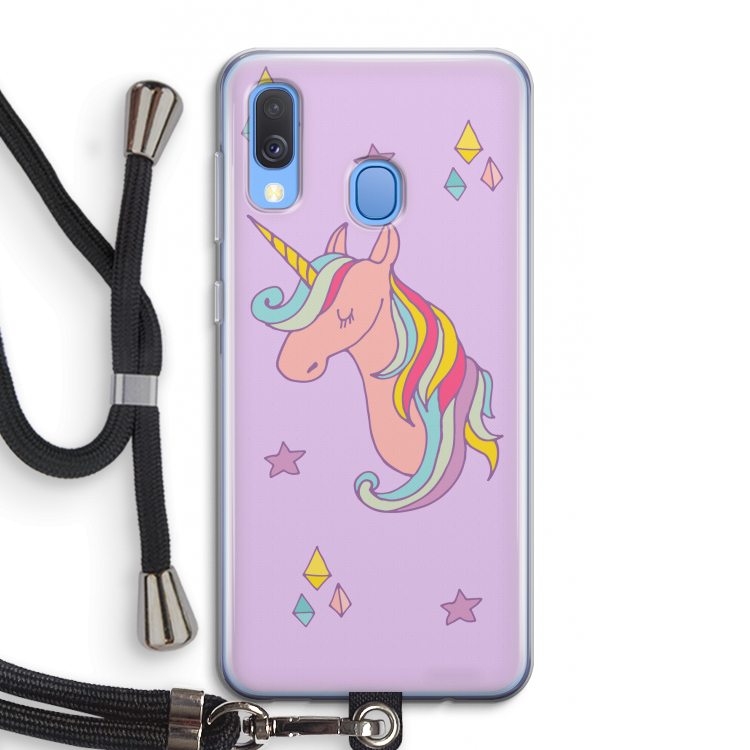 Roze eenhoorn: Samsung Galaxy A40 Transparant Hoesje met koord