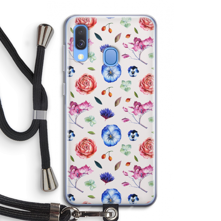 Bloemetjes: Samsung Galaxy A40 Transparant Hoesje met koord