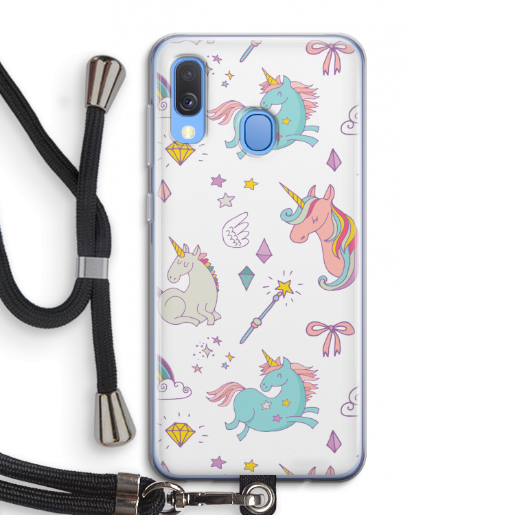 Fantasiewereld: Samsung Galaxy A40 Transparant Hoesje met koord