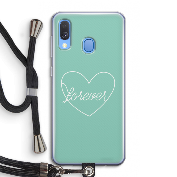 Forever heart pastel: Samsung Galaxy A40 Transparant Hoesje met koord