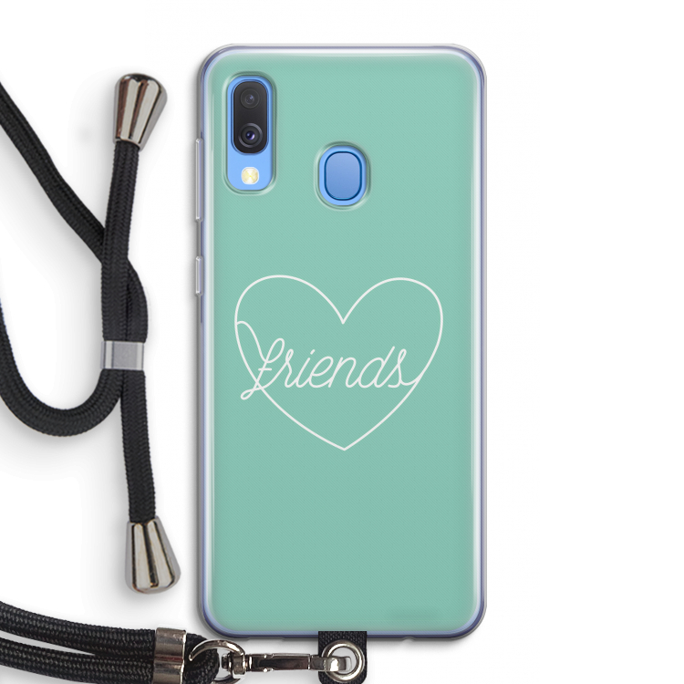 Friends heart pastel: Samsung Galaxy A40 Transparant Hoesje met koord