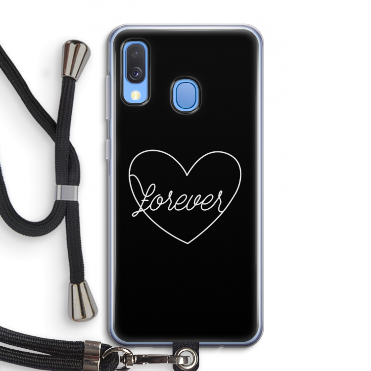 Forever heart black: Samsung Galaxy A40 Transparant Hoesje met koord