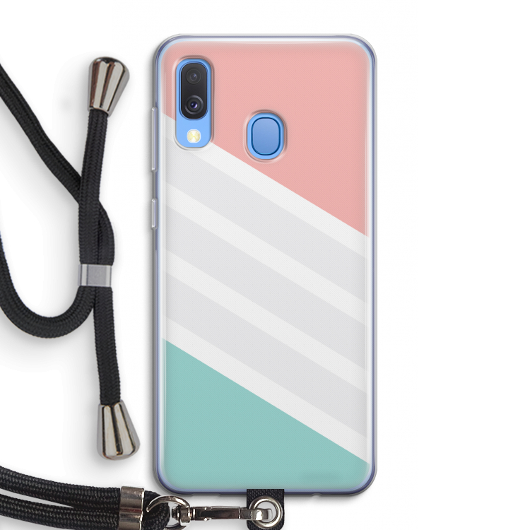 Strepen pastel: Samsung Galaxy A40 Transparant Hoesje met koord