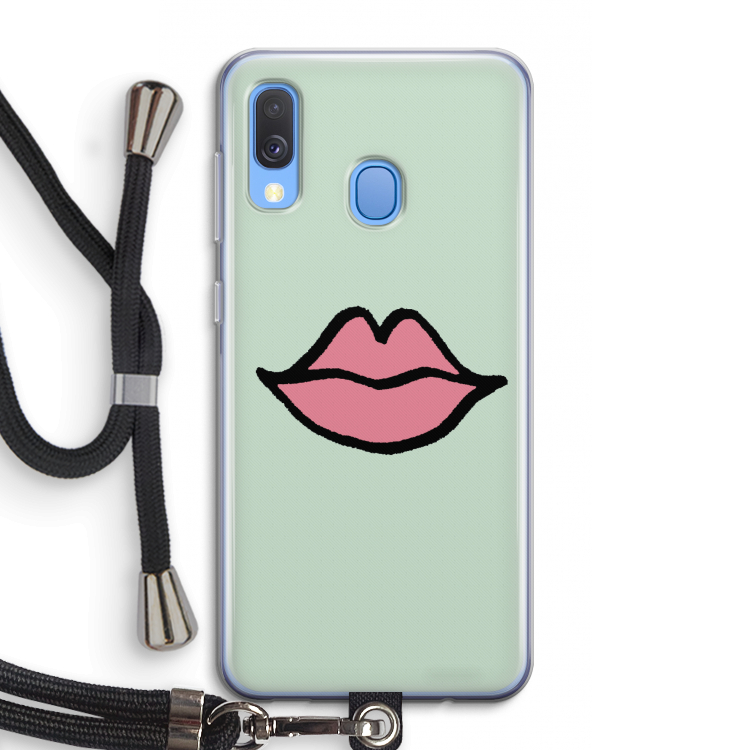 Kusje: Samsung Galaxy A40 Transparant Hoesje met koord