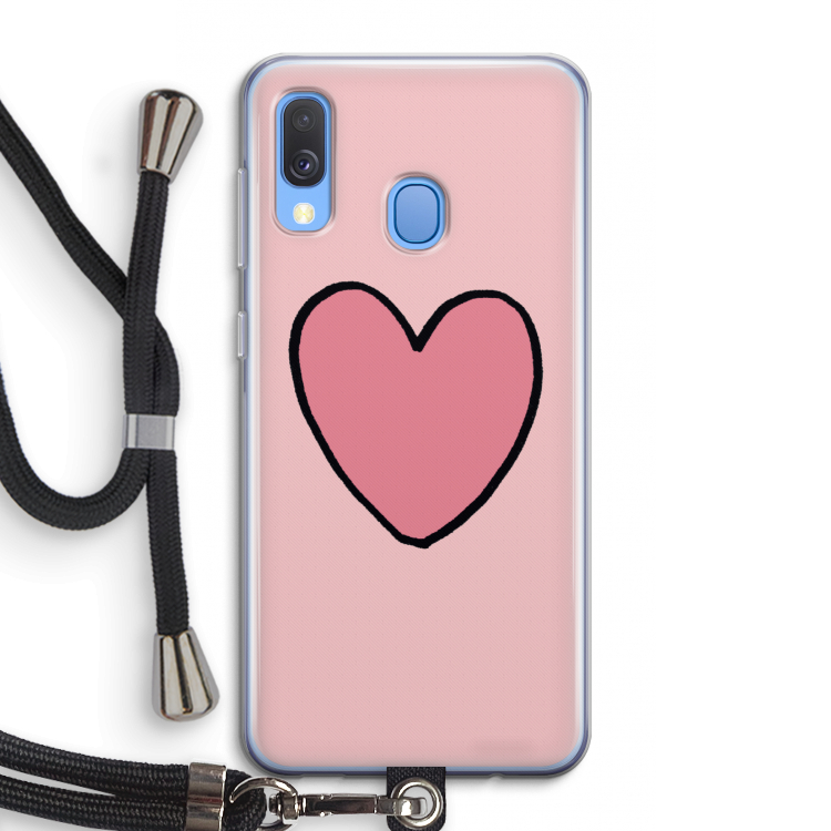 Hartje: Samsung Galaxy A40 Transparant Hoesje met koord
