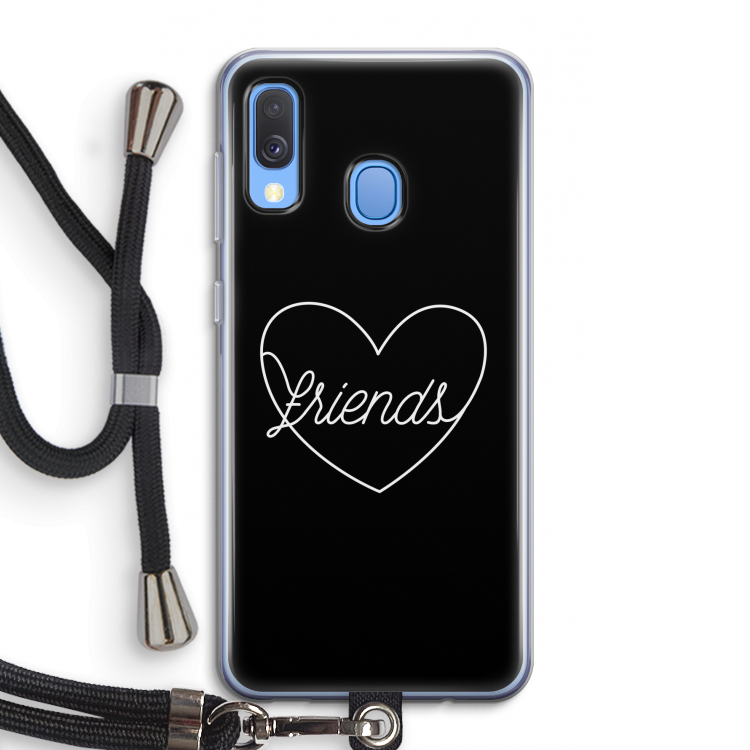 Friends heart black: Samsung Galaxy A40 Transparant Hoesje met koord