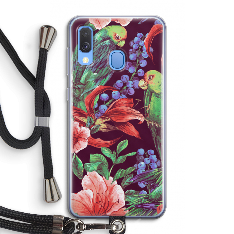 Papegaaien: Samsung Galaxy A40 Transparant Hoesje met koord