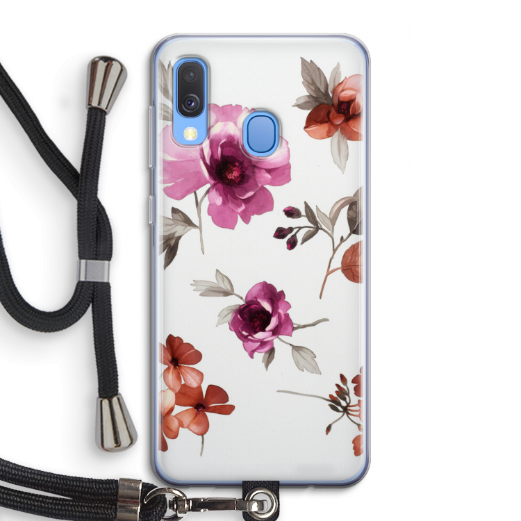Geschilderde bloemen: Samsung Galaxy A40 Transparant Hoesje met koord