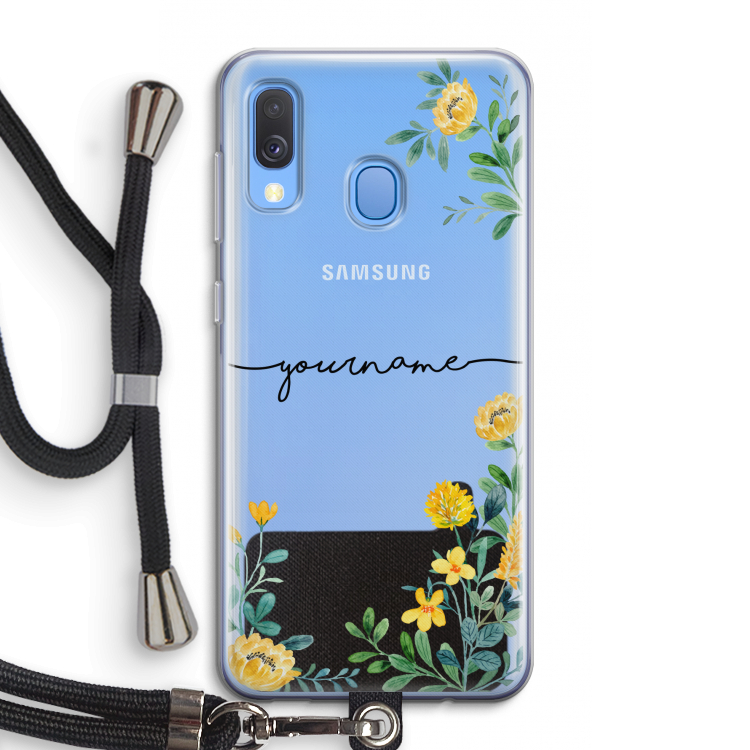 Gele bloemen: Samsung Galaxy A40 Transparant Hoesje met koord