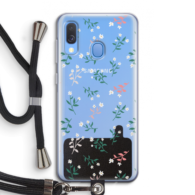 Small white flowers: Samsung Galaxy A40 Transparant Hoesje met koord