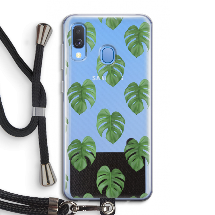 Monstera leaves: Samsung Galaxy A40 Transparant Hoesje met koord
